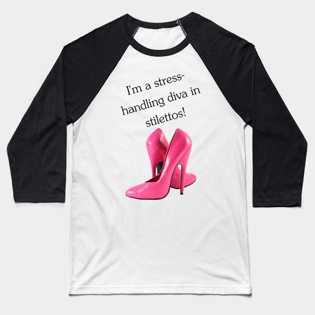 Hot Tamale Pink Stiletto Ninja Baseball T-Shirt by Pathway Prints